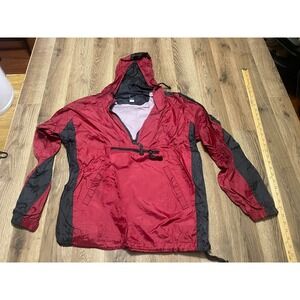 GAP Jacket, Men's Medium, Black Red, Windbreaker, Pullover, 1/4 Zipper